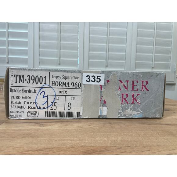 Tanner Mark Krackle Flor de Liz Embroidered Western Boots Brown Leather Sz 8 NIB - Picture 10 of 11